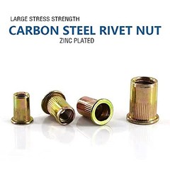 100pc 1/420 Rivet Nuts Carbon Steel Flat Head Threaded Inserts For Metal UNC