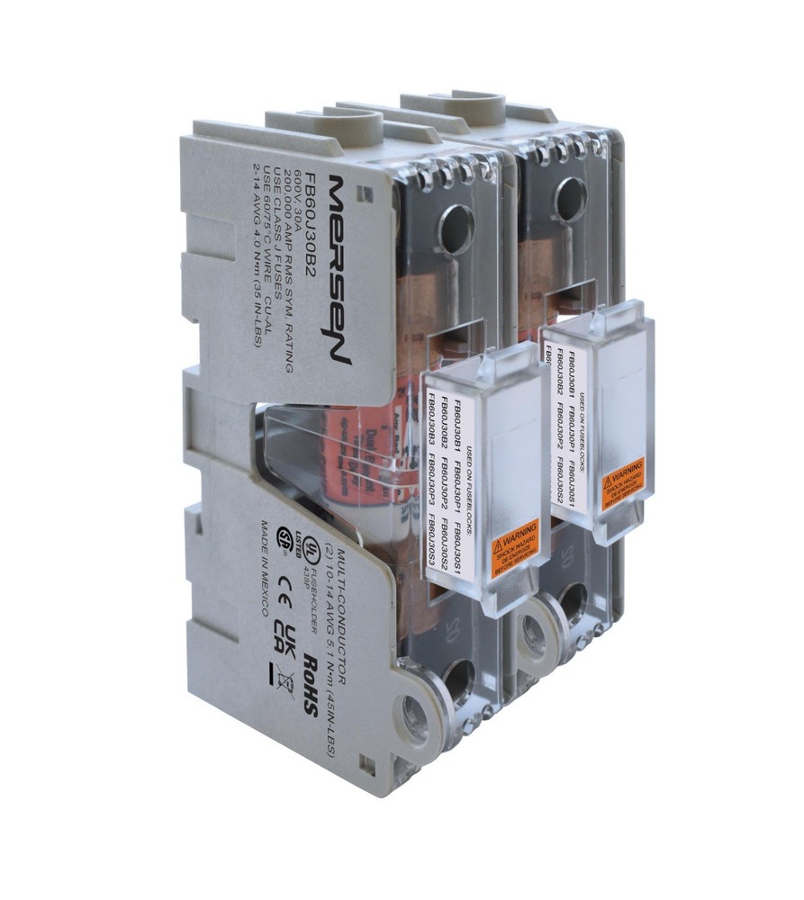 Mersen FB60J30B2 FB6 Fuse Block 30 A 600 VDC Class: J Lot of 5