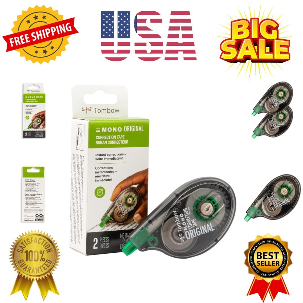 68627 MONO Correction Tape, Non-refillable, White, 1/6″ x 394″, 2 Count Pack …