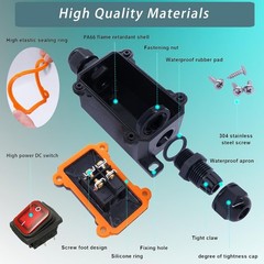 12V Inline Cord Switch IP67 Waterproof, Outdoor ON/Off Toggle DC…