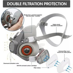 6200 Half Face 16 IN 1 Gas Mask Chemical Vapor Paint Spray Respirator + Filter