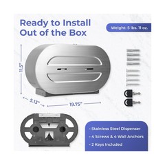 Double Jumbo Toilet Paper Dispenser – Stainless Steel Commercial Dual Roll Wa…