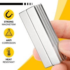 12 Count Neodymium Bar Magnets, Strong Powerful Permanent Adhesive 60x10x3mm
