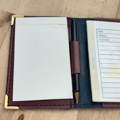 Vintage Genuine Red Brown Leather Personal Wallet Notepad Address Book, 4″