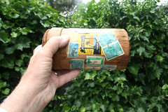 Vintage Mailing Tube Bamboo Coconut Pilipinas Philippines w/Stamps