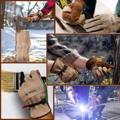 Men’s or Women’s Genuine Leather Work Gloves.Large Size Gloves,Coffee Gray Large