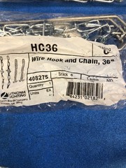 Lithonia Lighting HC36 Wire Hook & Chain 36in Light Hanger Lot of 3 New