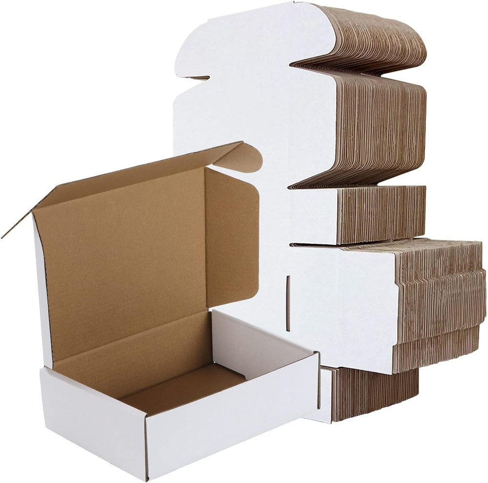 7X5X2 Shipping Boxes Set of 50, White Small Corrugated Cardboard Box, Mailer Box