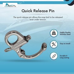 MARINE CITY 316 Grade Stainless Steel Fixed Bail Snap Shackle with Quick…