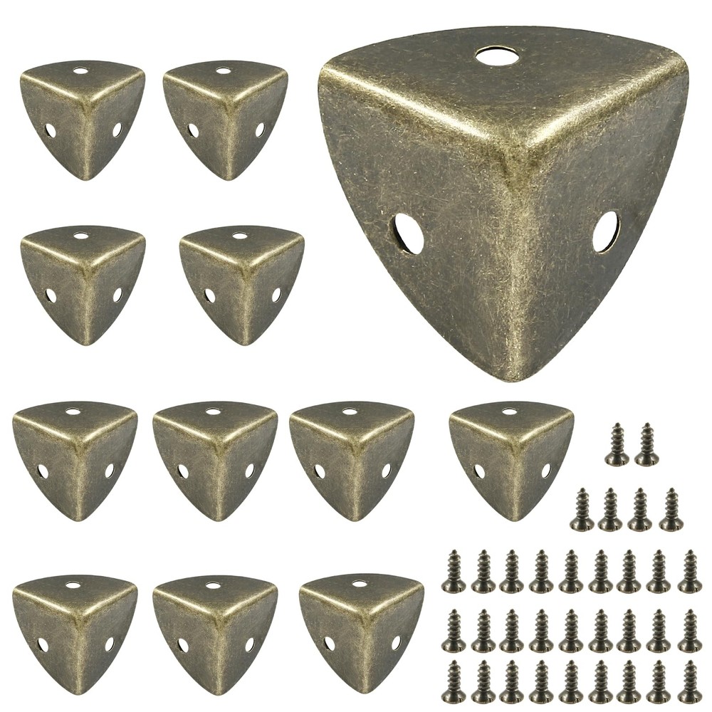 LifCratms 12Pcs Box Corner Protectors, 1″ (25mm) Metal 1″x1″x1″, Bronze