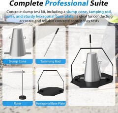 Concrete Slump Cone Test Kit, Heavy-Duty Slump Cone 12”L x 8”W Standard Size