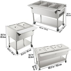 VEVOR 2/3/4 Pans Commercial Steam Table Electric Food Warmer with Wheels 1-2 kW