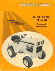 IH Cub Cadet 86 108 109 128 129 149 Owner’s Manual Lawn Tractor & Mower