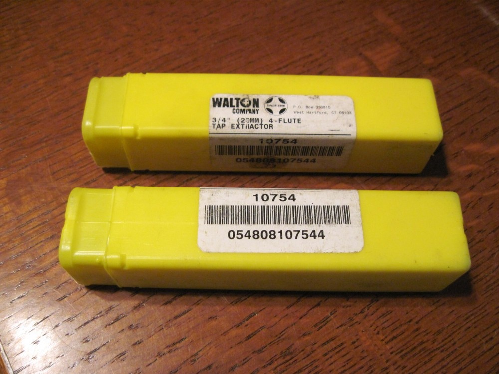 Lot of 2 – Walton Company 3/4″ (20mm) 4 Flute Tap Extractor 10754 – Old Stock