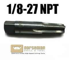 1/8-27 NPT pipe tap, High Carbon Steel, Brand New, 1/8″ pipe tap Norseman 56910