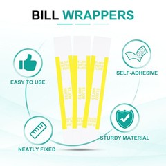 200Pcs Money Band 1000 Dollar Money Bill Wrapper Self-Adhesive Bill Band Yellow