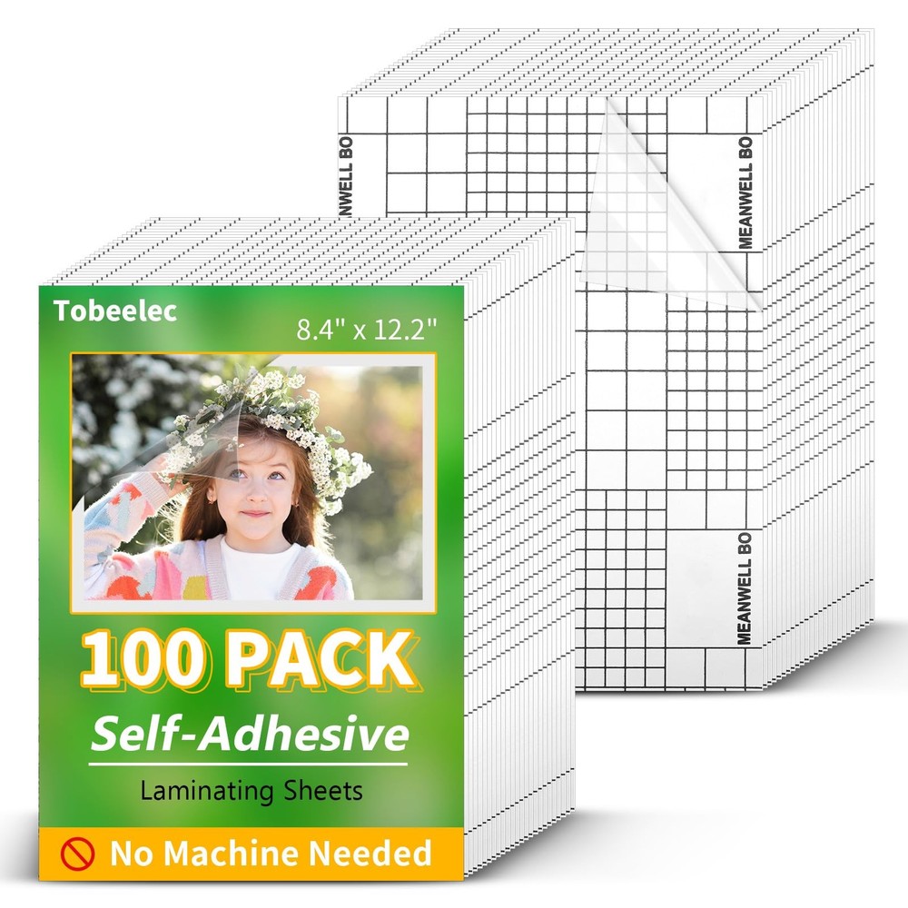 100 Pcs Matte Self Adhesive Laminating Sheets, 8.4 x 12.2 Inches Matte…
