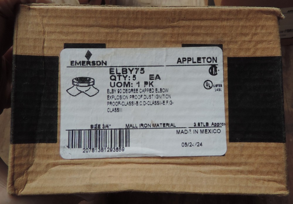 Emerson Appleton ELBY75 90 degree capped Elbow 5 pack