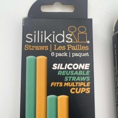 SiliKids Reusable Silicone Straws 6 Pack BPA Free Dishwasher Safe 2-Pack NWT