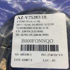 🔥10x Dupont Viton O-Ring V75283, CS .139 in (3.53mm) ID 16.955 in (430.65mm)