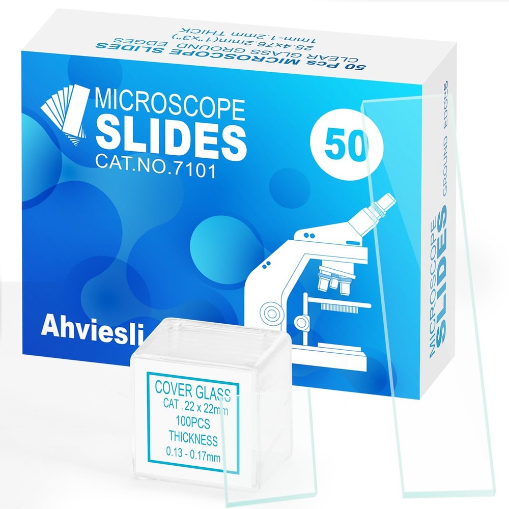 Microscope Slides and Covers Kit – 50 Blank PreCleaned Glass Slides for Micro…