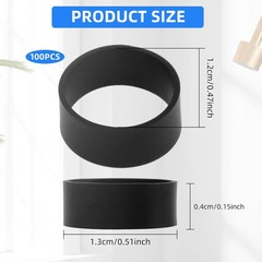 100 PCS Silicone Rubber Bands, 0.5 Inch Small Black Elastic Rubber Bands Strong