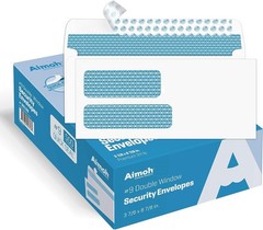 Reliable 500 Count Double Window Security Envelopes with Quick Seal Closure
