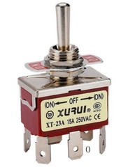 HEAVY DUTY DPDT (ON)-OFF-(ON) MOMENTARY TOGGLE SWITCH – SPADE TERMINALS (23AF)