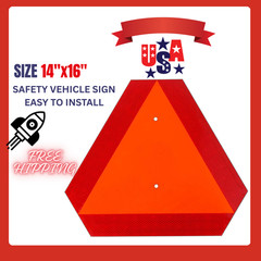 Reflective Slow Moving Vehicle Sign | 14″ x 16″ Heavy Duty Triangle for Tractors