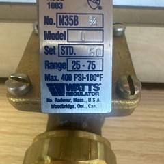 Watts Regulator N35B Pressure Regulator Valve Size ¾ Set: 50Psi Range: 25-75Psi