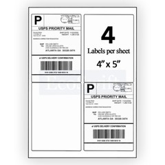 (4) 4 x 5 EcoSwift Laser/Ink Address Shipping Adhesive Labels 4 per sheet