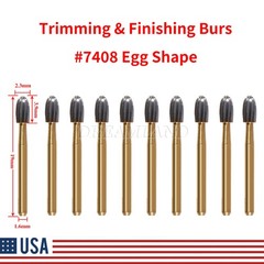 NEW Dental Trimming & Finishing Football Carbide Burs #7408 T&F 12 Bladed 10Pcs