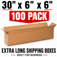 30 x 6 x 6 Kraft Corrugated Shipping Boxes 100 Pack Extra Long Boxes