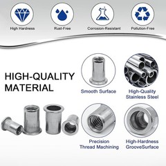 430Pcs Rivet Nut Tool Kit, Metric Rivnuts Assortment Kit (M8/M6/M5/M4/M3), Rivnu