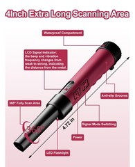OKESAM Metal Detector Pinpointer for Adults, IP68 Fully Waterproof Rose Red