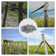 300 pcs Wire Staples, Fence Stapless, Steel 3.94 x 7.09 x 0.1 inches, Silver