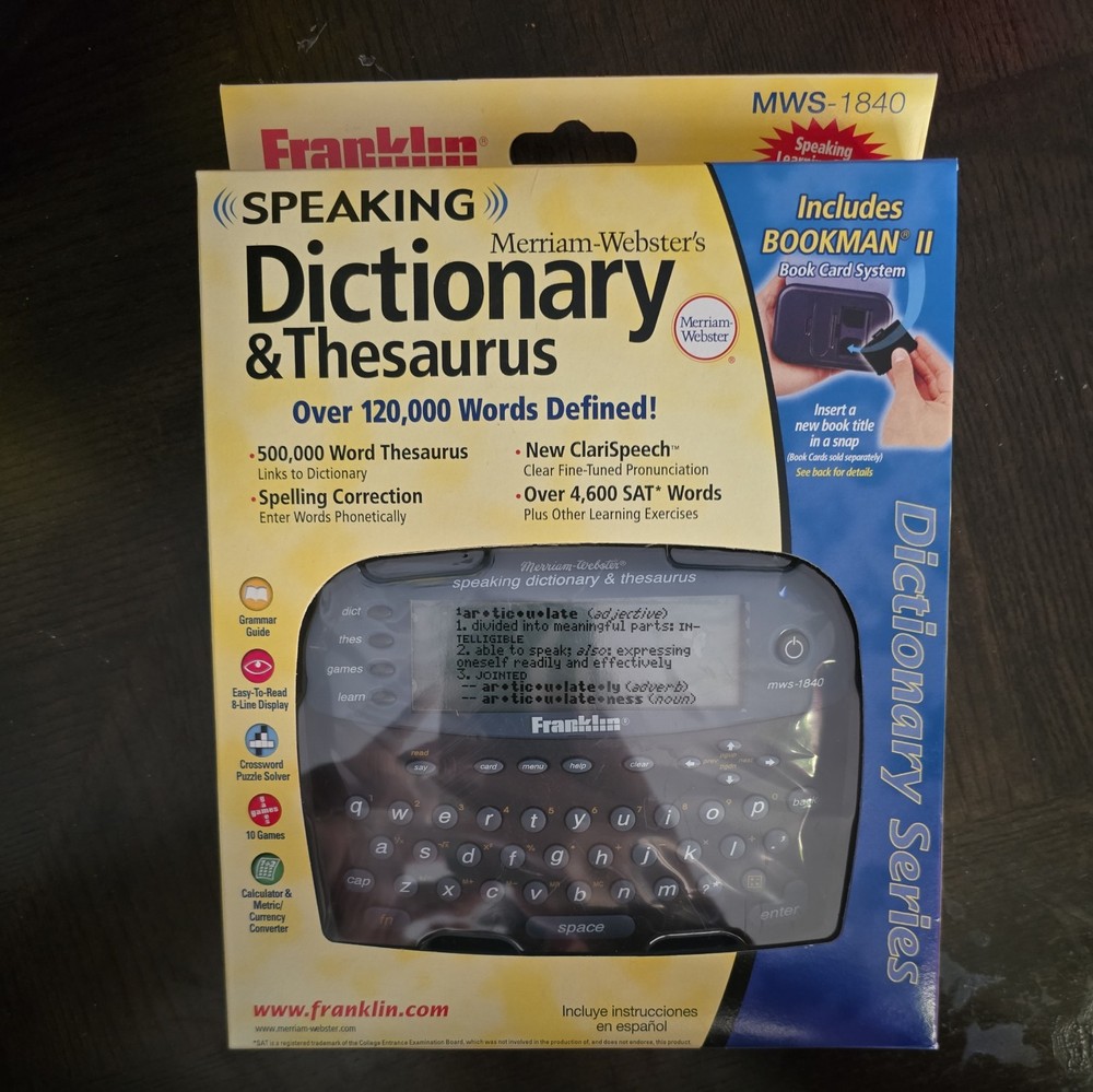 Franklin Speaking Dictionary & Thesaurus Merriam Webster Bookman MWS-1840