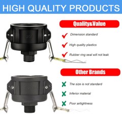 275 330 Gallon IBC Tote Water Tank Drain Adapter 2″Cam Lock for Garden Hose 3/4″