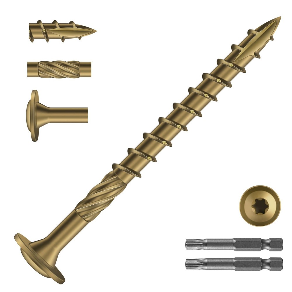 #14×3 Inch Bronze Carbon Steel Washer Head Structural Lag Screws T30 264 PCS