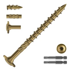 #14×3 Inch Bronze Carbon Steel Washer Head Structural Lag Screws T30 264 PCS