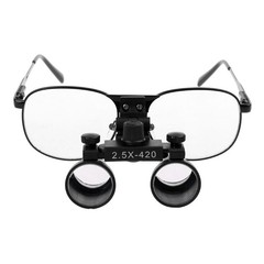 2.5X-420mm Dental Medical Binocular Loupes Metal Frame Magnifying Glasses Black