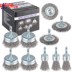 10-Pack Carbon Steel Wire Wheel, Cup, Pen Brush Set with 1/4-Inch Hex Shank for