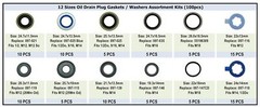 100Pcs 12 Types Metal Rubber Master Oil Drain Plug Gasket Assortment Kit Repl