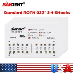 10 Packs Dental Orthodontic Brackets Metal Braces Standard Roth 022 Hooks 3-4-5