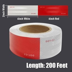 200ft DOT-C2 Red White Reflective Tape 2″ Inch High Vis Safety Reflector Trailer