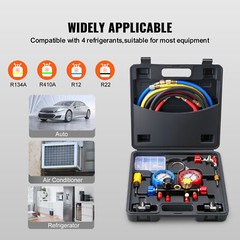 VEVOR AC Manifold Gauge Set 4-Way Fit R134A R12 R410A Refrigeration Charging