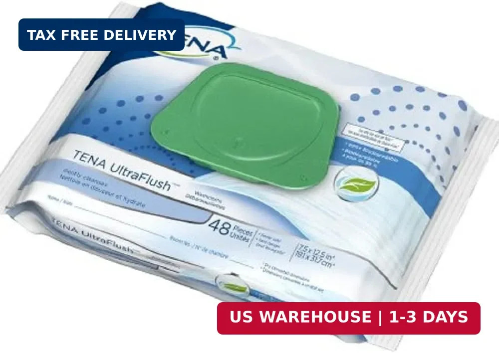 Tena Ultra Flush Personal Wipe Soft Pack Aloe/Vitamin E/Chamomile Scented 48 Cou