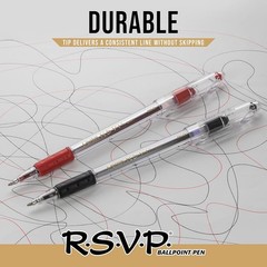 RSVP Ballpoint Pen, Fine Line, (0.7mm), Blue Ink (BK90BP5C) (Pack of 1, 5 Count