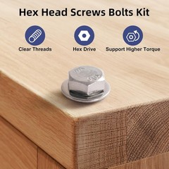 12 Sets 1/4-20 x 2 Inch Hex Head Screw Bolt Kit – Durable 304 Stainless Steel