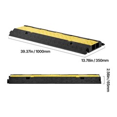 Heavy-Duty Cable Protector Ramp: 22000lb/axle, 2-Channel Rubber, Flip-Top